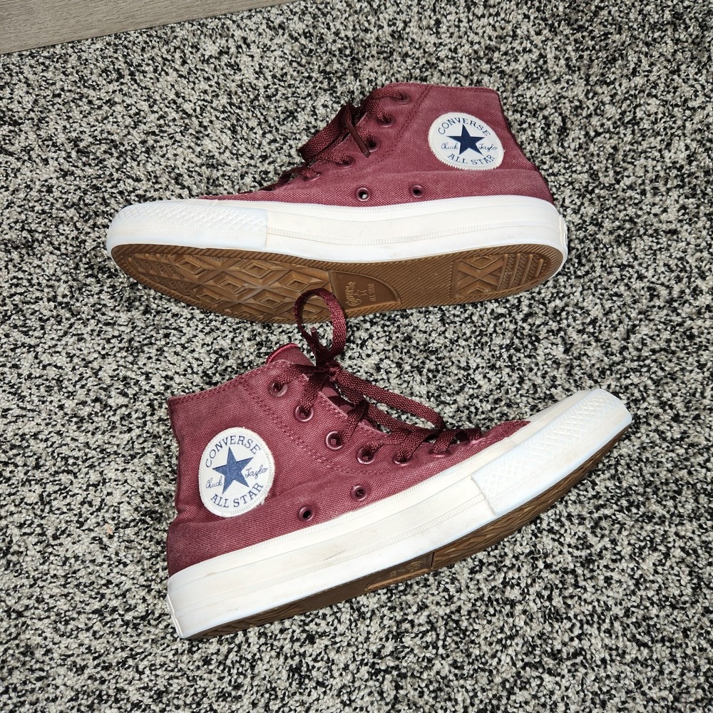 Converse All Star Chuck Taylor 2 Hi Top Sneakers M 5.5 W 7.5 Red Burgundy Punk